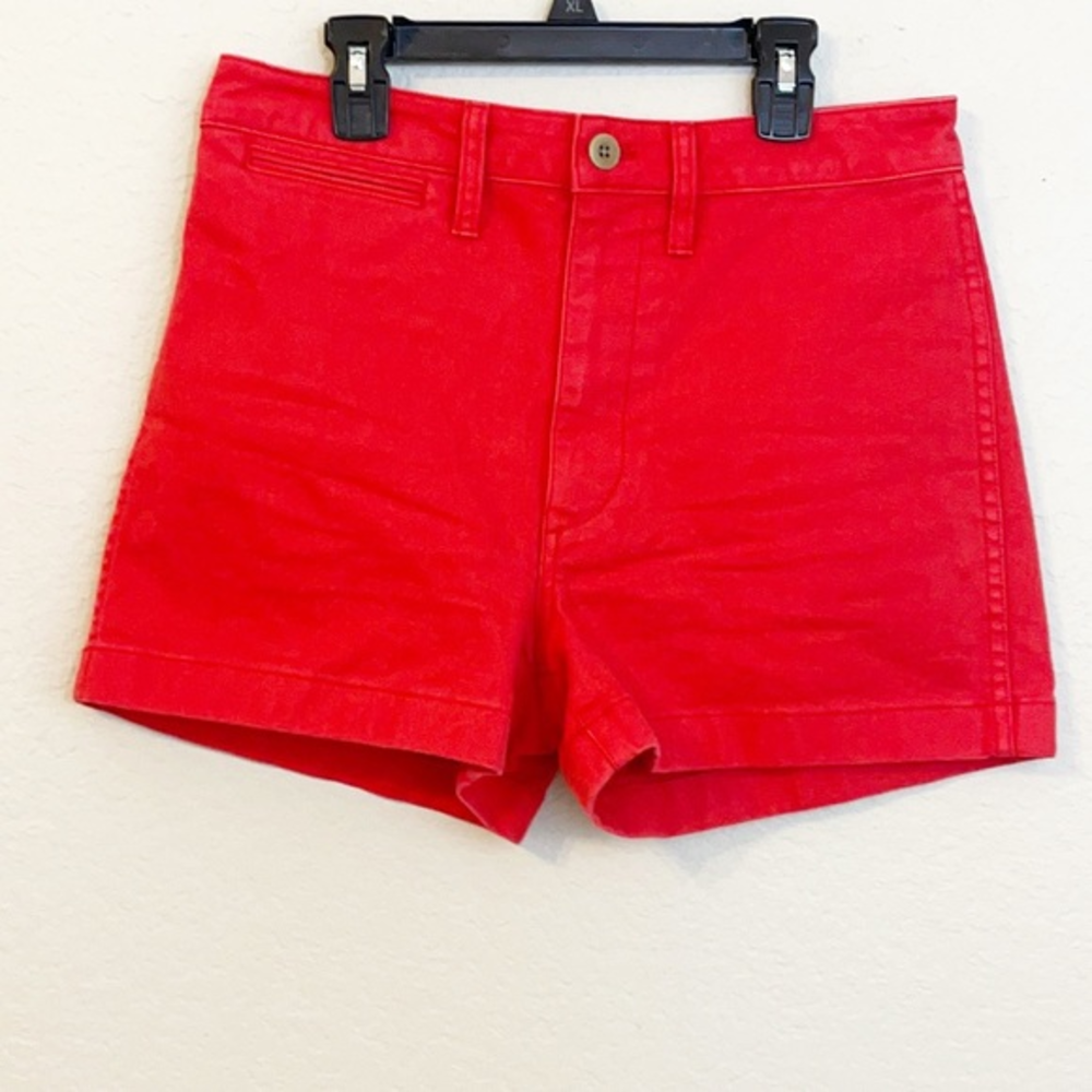 Madewell High Waisted Shorts Red 27